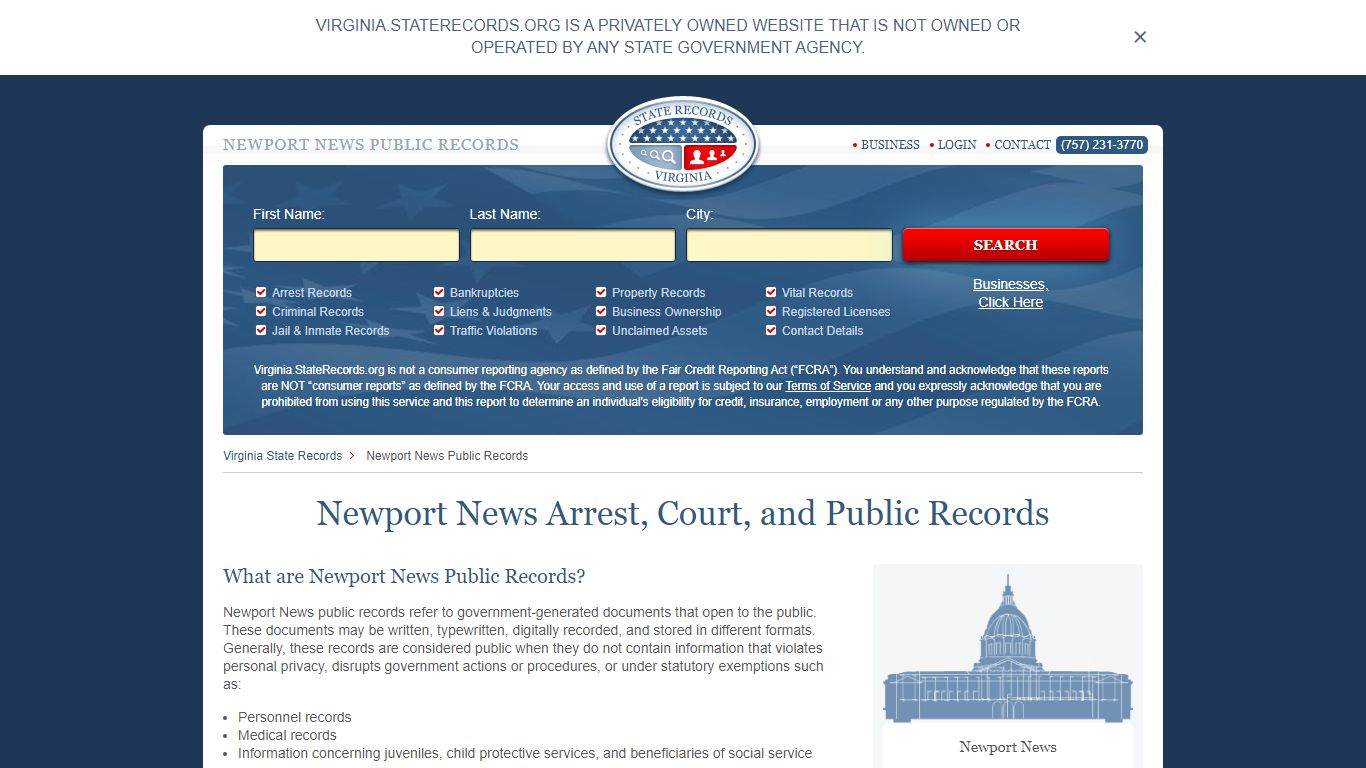 Newport News Arrest and Public Records | Virginia.StateRecords.org